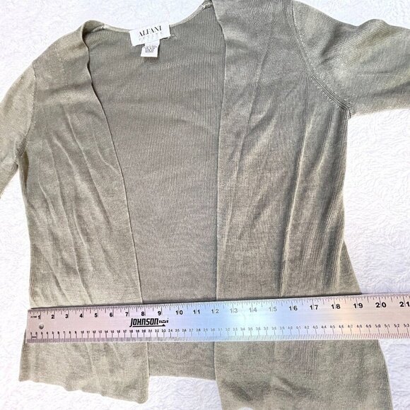 Alfani Petite Womens Size PP Silk Open Front Knit Cardigan Sweater Olive Green - Picture 7 of 8